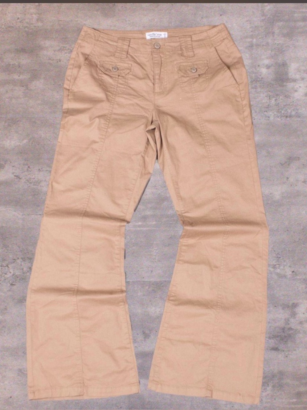 Vintage‎ Y2K Khaki Bootcut Bell Bottoms 
 Pants Vanilla Star Low Rise Stretch